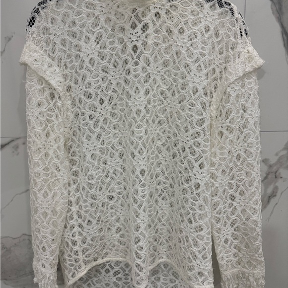 SANDRO White Lace Long Sleeve Top - Picture 3 of 6